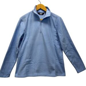 Lands End Womens Light Blue Fleece Quarter Zip Pullover Sweater 502945 Med